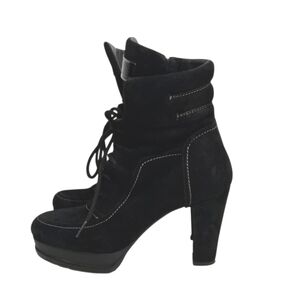 Guido Sgariglia Black Suede High Heeled Ankle Boots Womens Size EU 38